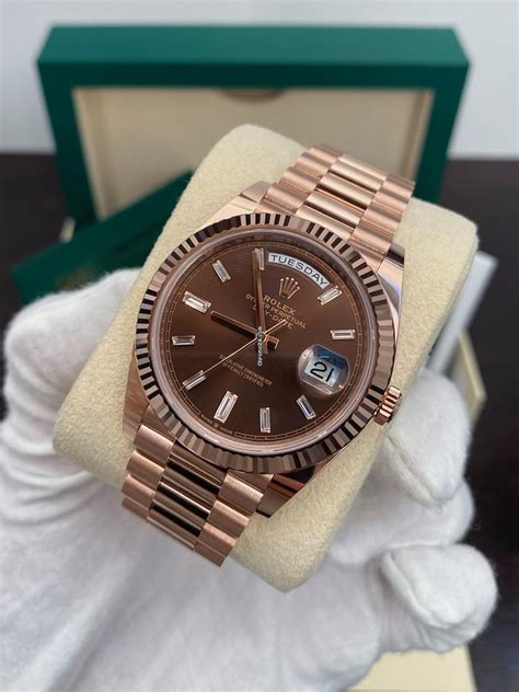 rolex daydate rose gold chocolate dial|rolex day date 40 228235.